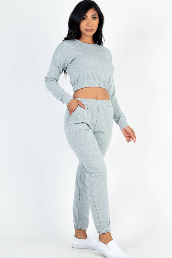 French Terry Elastic Waist Pullover & Joggers Set