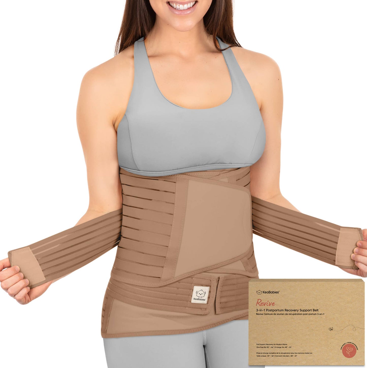 KeaBabies Revive 3 in 1 Postpartum Belt (Warm Tan)