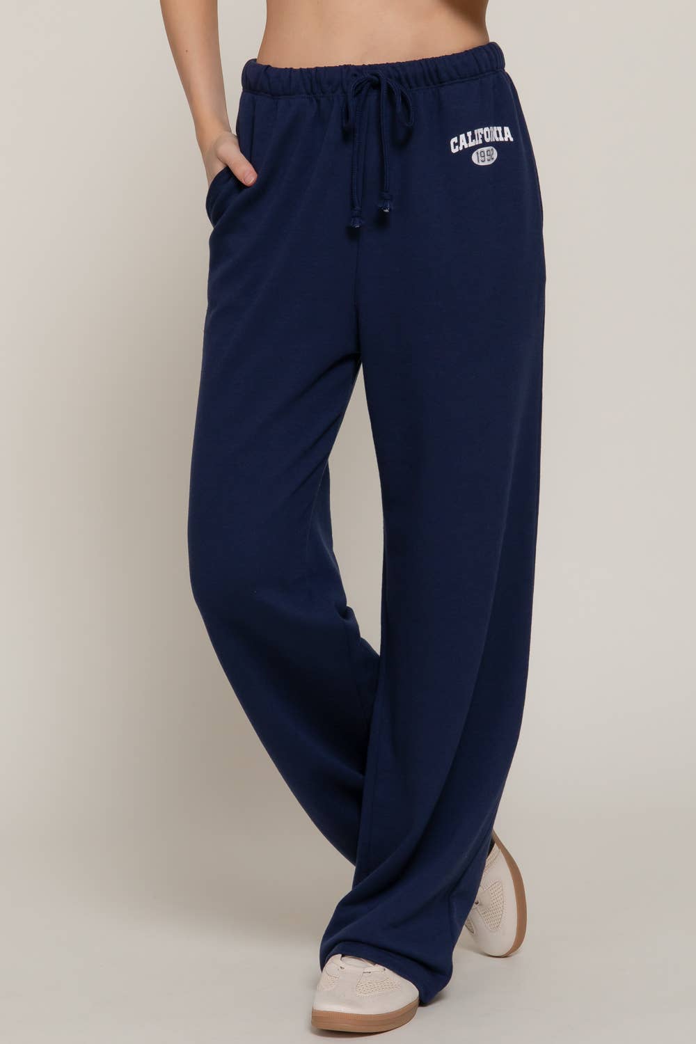 Waist Band with Drawstring Printed Detail Sweatpants