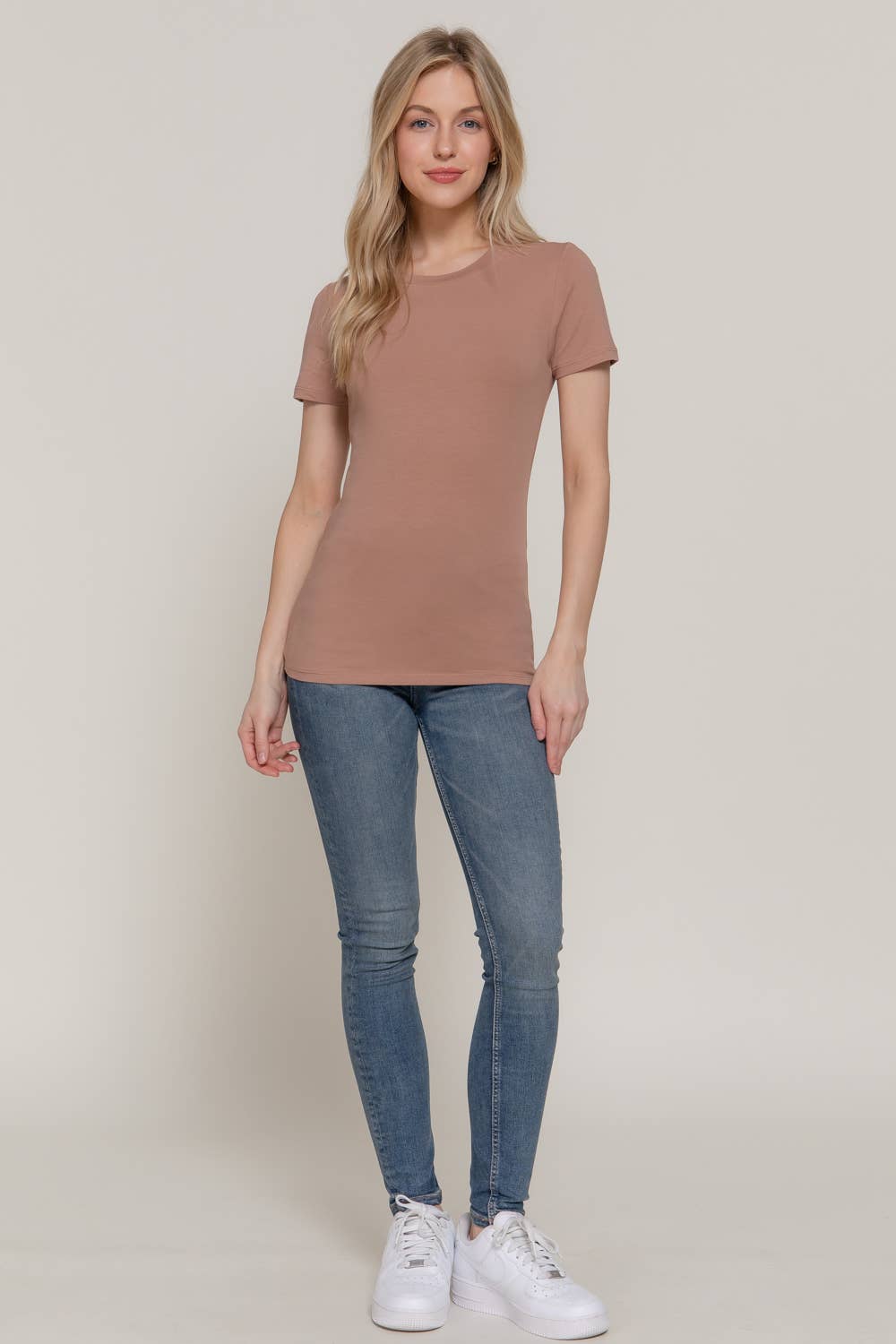 Short Sleeve Crew Neck Cotton Spandex Jersey Top