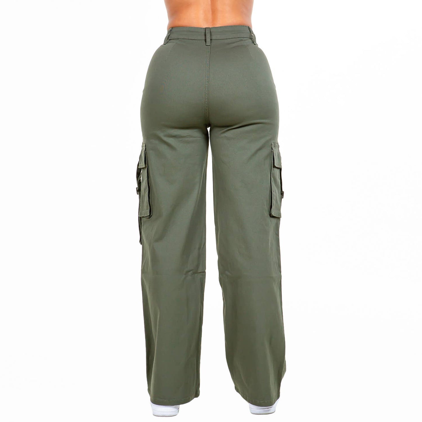 PLUS SIZE WIDE LEG CARGO POCKET PANTS-RJH20697P