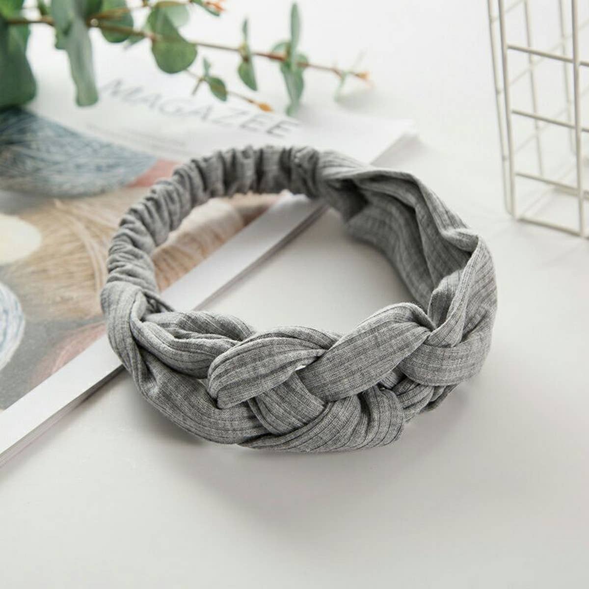 SOLID COLOR TWIST CROSS HEADBAND_CWMM0729