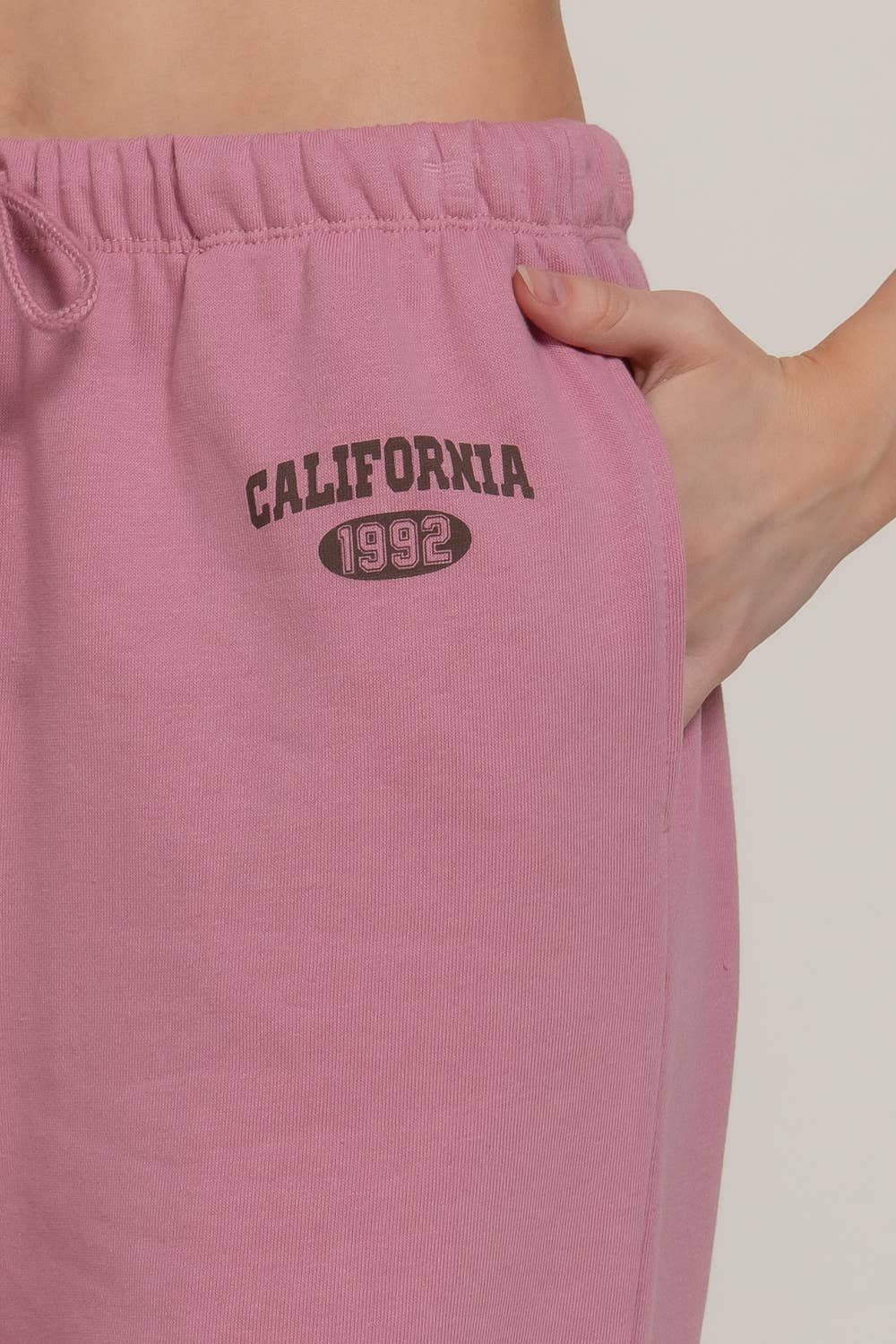 Waist Band with Drawstring Printed Detail Sweatpants