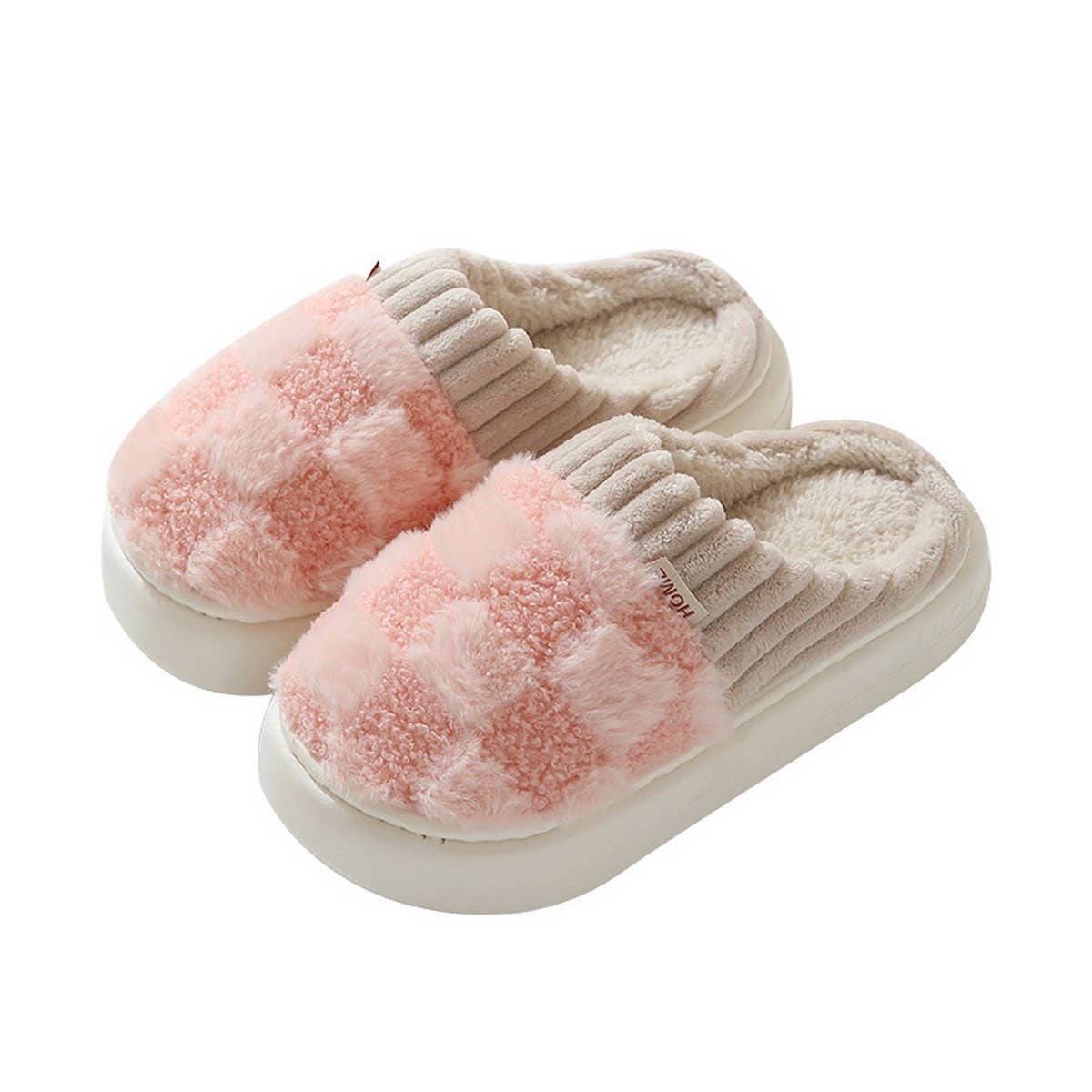 CHECKERED FUZZY WARMIES SLIPPERS_CWSHS0270