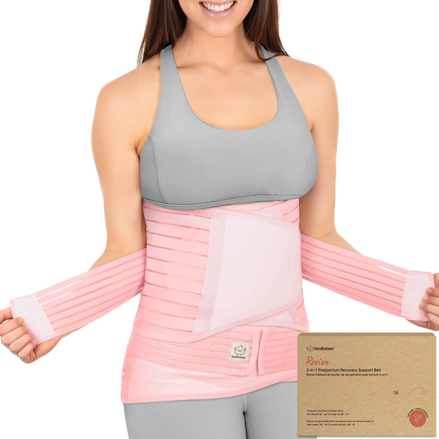 KeaBabies Revive 3 in 1 Postpartum Belt (Blush Pink, M/L)