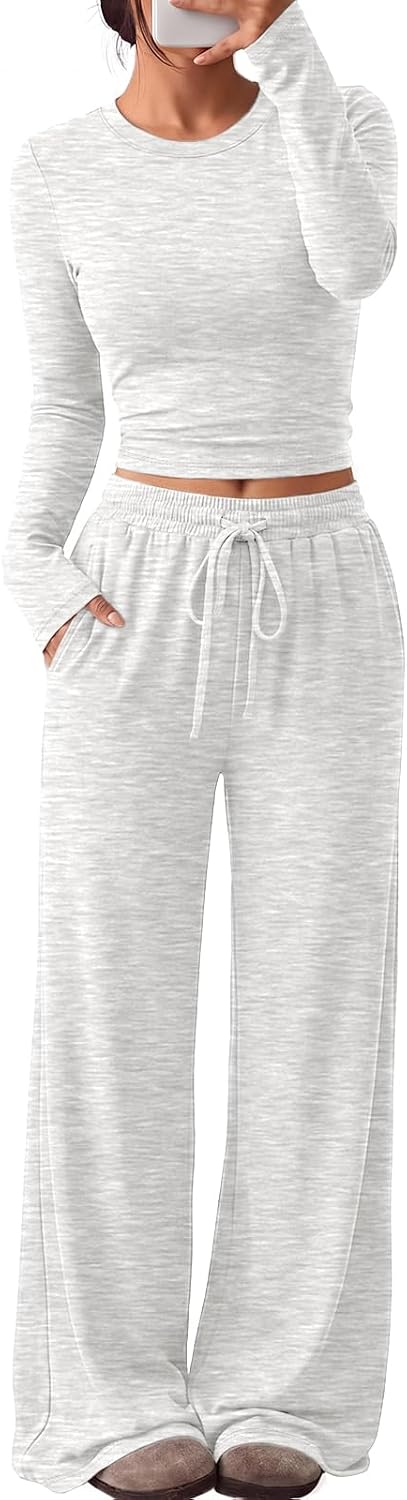 Women's 2-Piece Lounge Set Wide-Leg Pants