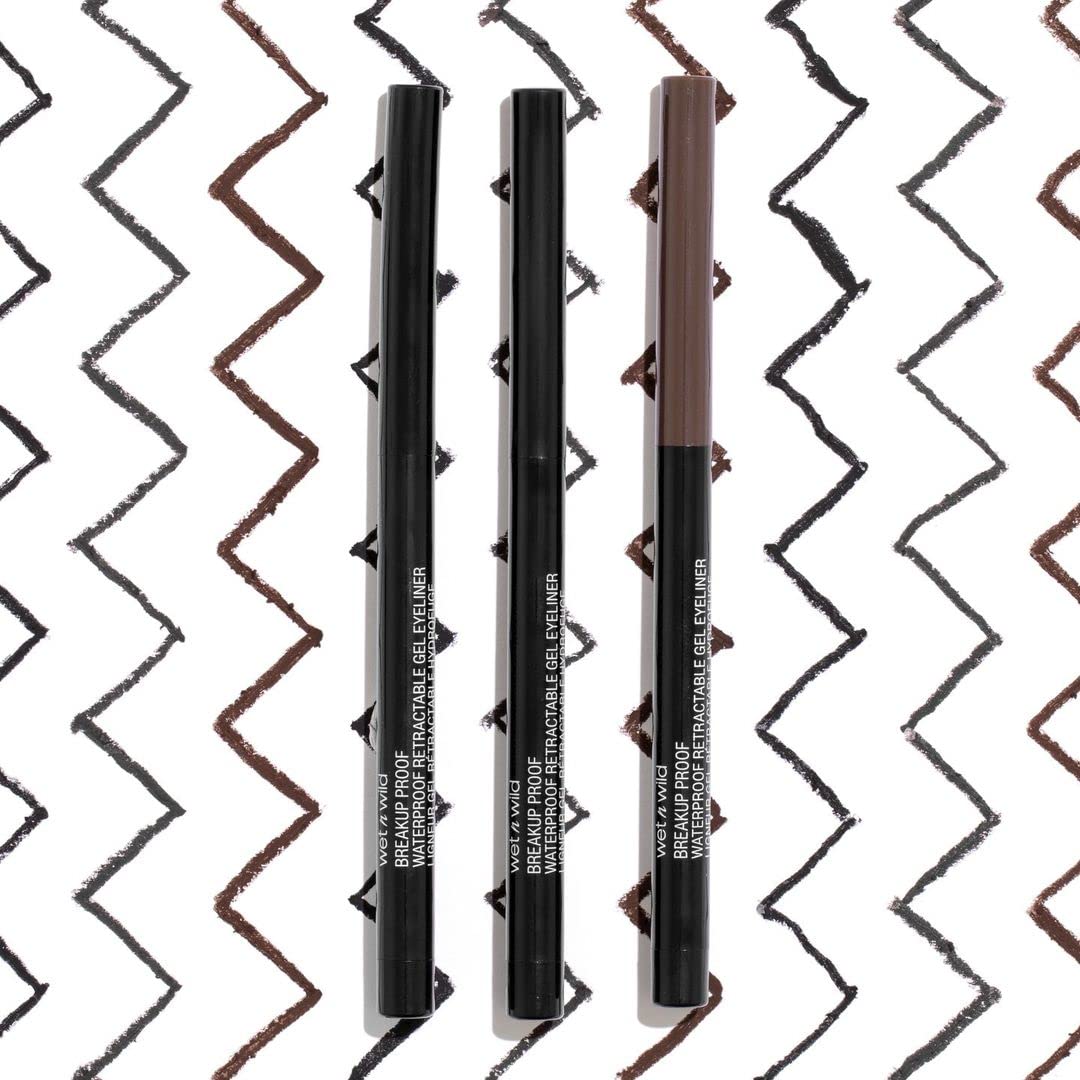 wet n wild Mega Last Breakup Proof Waterproof Retractable Gel Eyeliner - Ultra Pigmented 16-Hour Long Wear, Smudge Proof Satin Finish Formula, Cruelty-Free & Vegan - Charcoal
