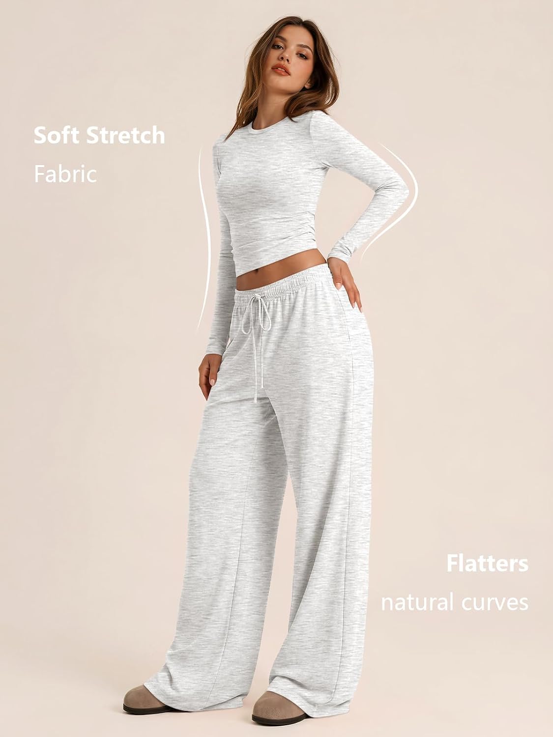 Women's 2-Piece Lounge Set Wide-Leg Pants