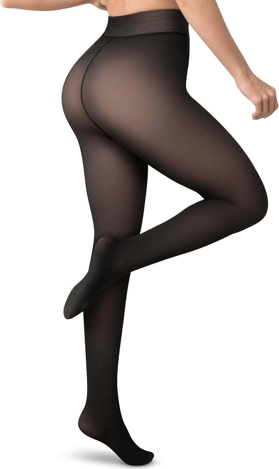 Women's Fleece-Lined Tights Fake Sheer-Look Warm Leggings