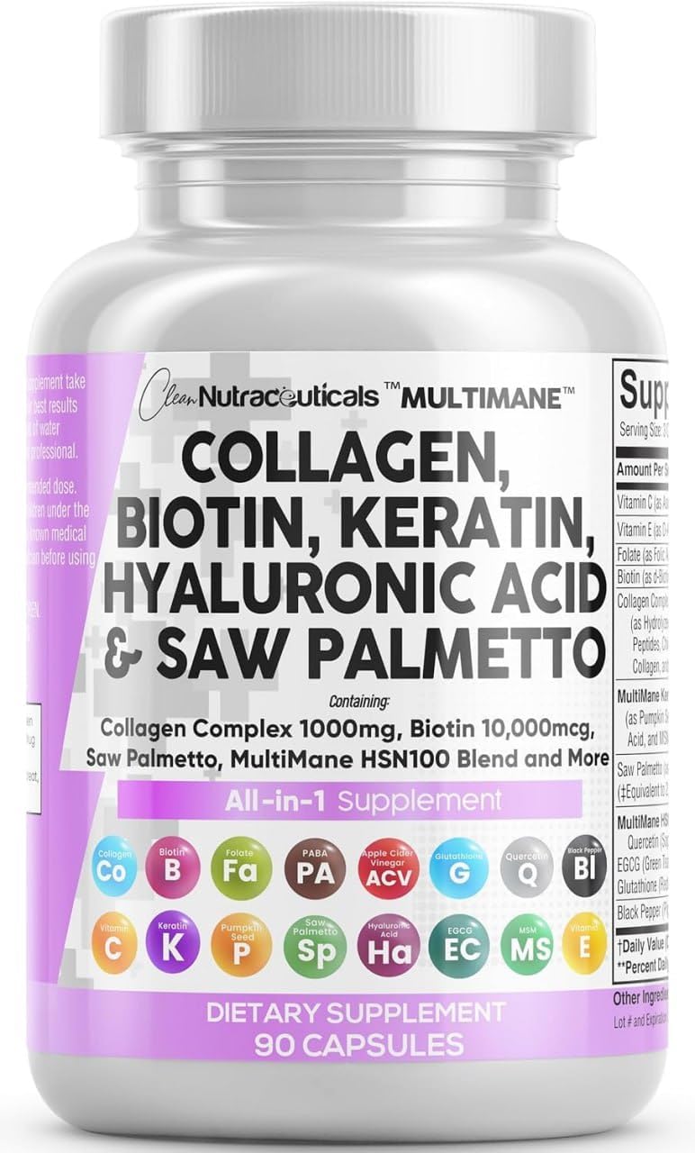 Clean Nutraceuticals MultiMane Collagen Pills with Biotin & Keratin