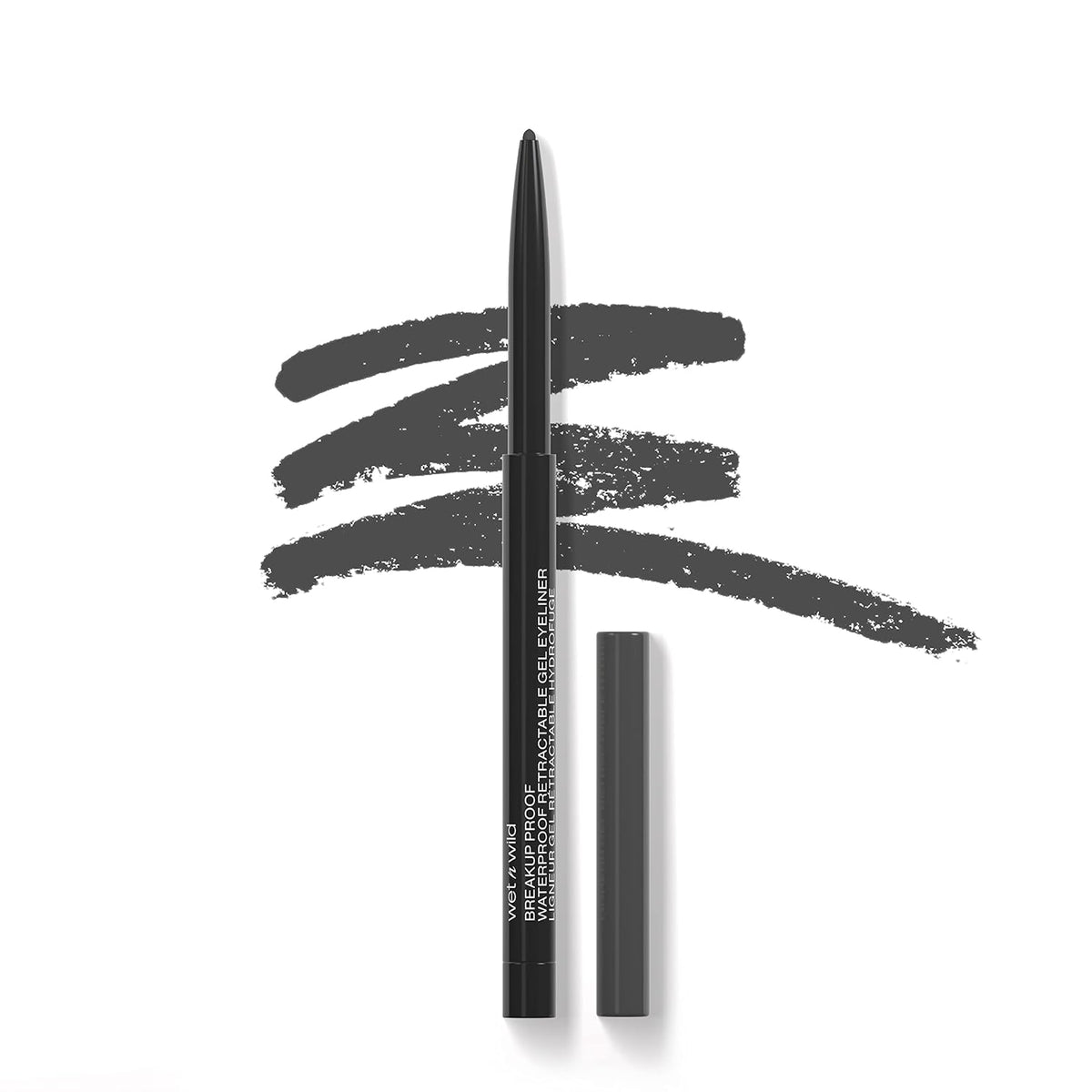 wet n wild Mega Last Breakup Proof Waterproof Retractable Gel Eyeliner - Ultra Pigmented 16-Hour Long Wear, Smudge Proof Satin Finish Formula, Cruelty-Free & Vegan - Charcoal