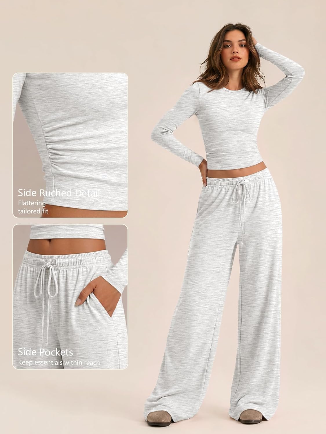Women's 2-Piece Lounge Set Wide-Leg Pants