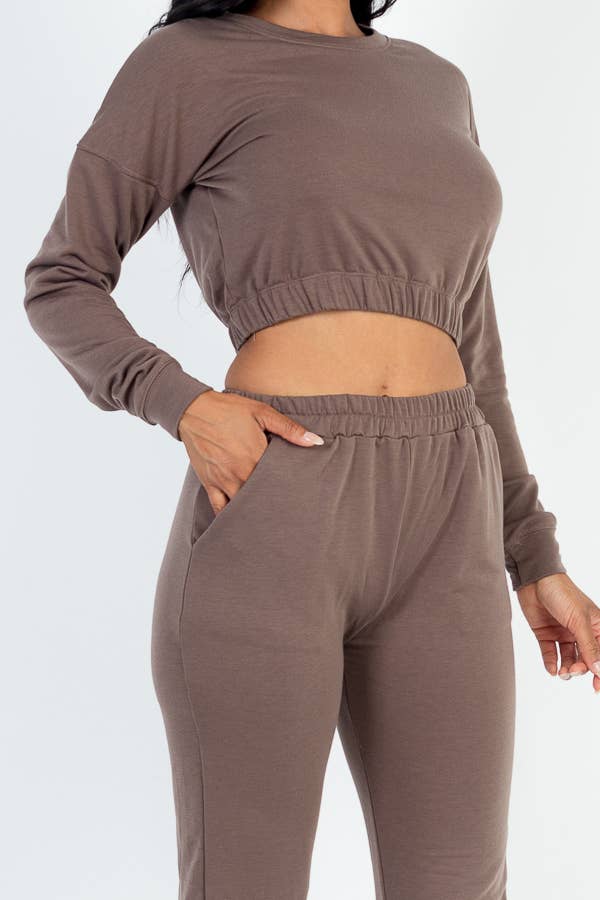 French Terry Elastic Waist Pullover & Joggers Set