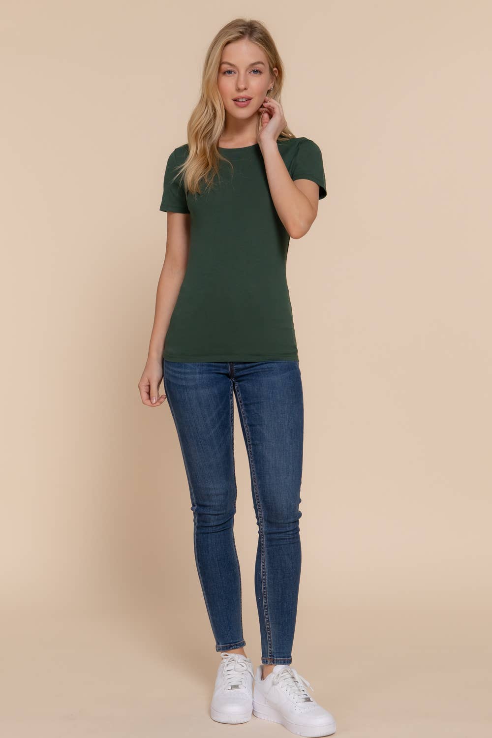 Short Sleeve Crew Neck Cotton Spandex Jersey Top