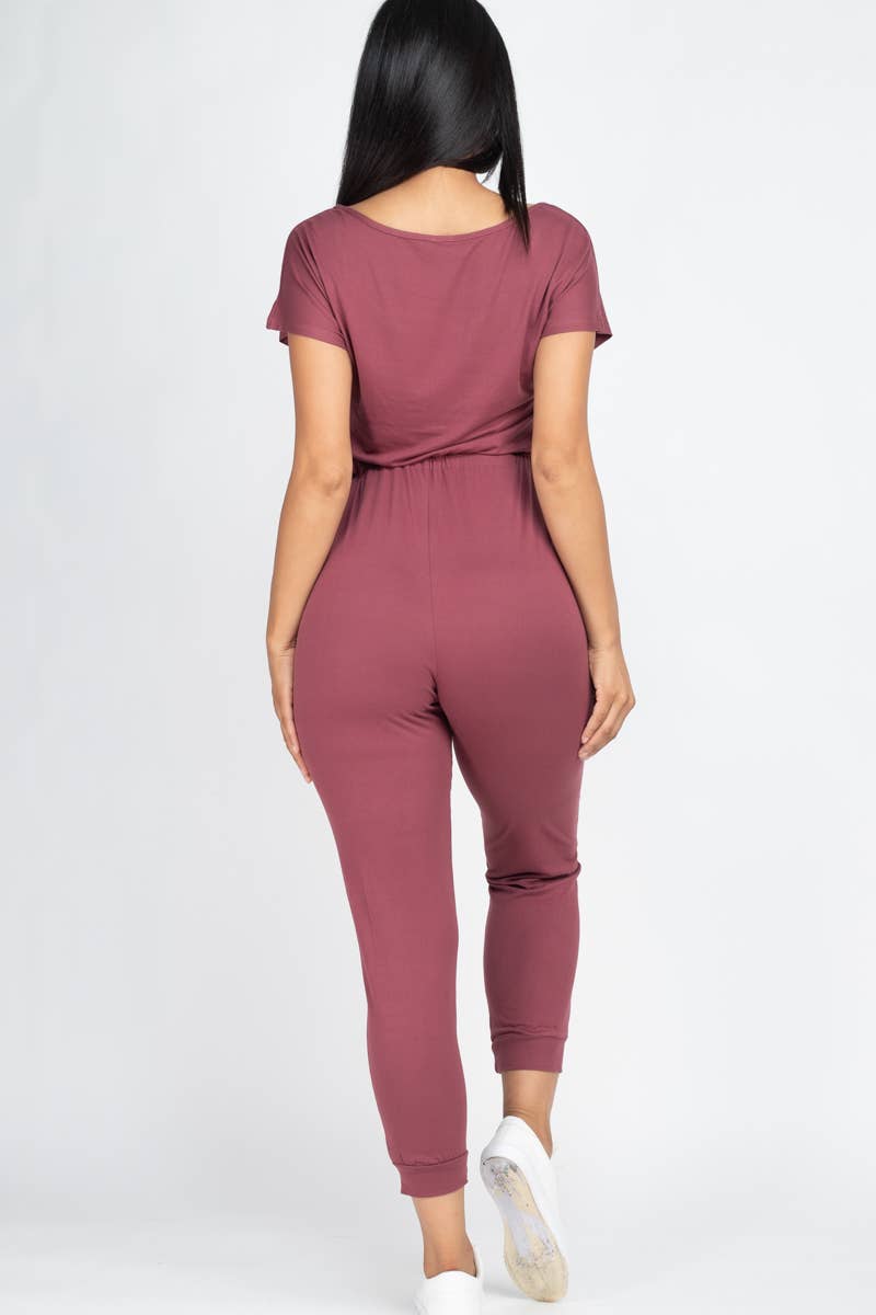 Two-way Shoulder Drawstring Jumpsuit