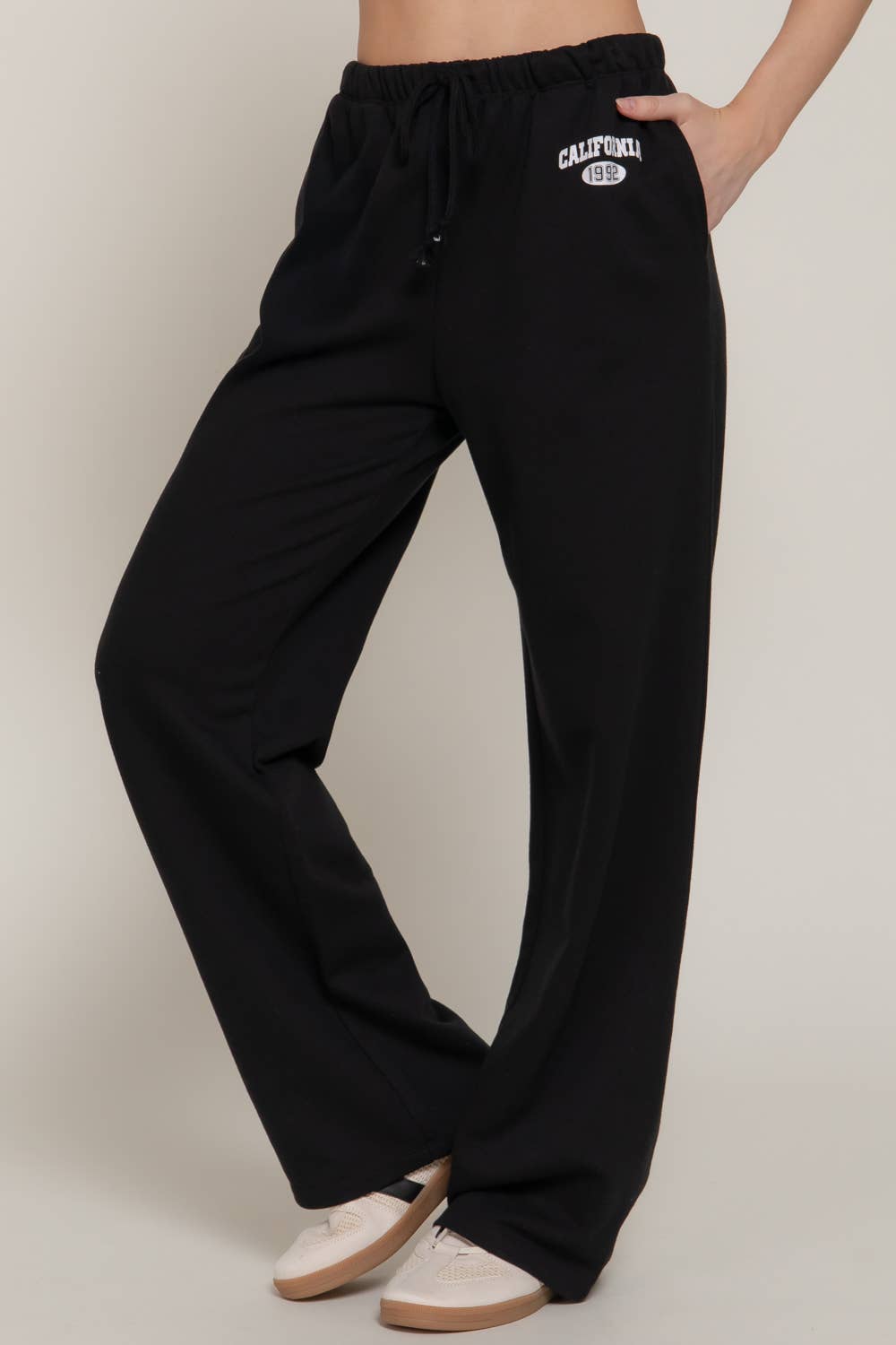 Waist Band with Drawstring Printed Detail Sweatpants