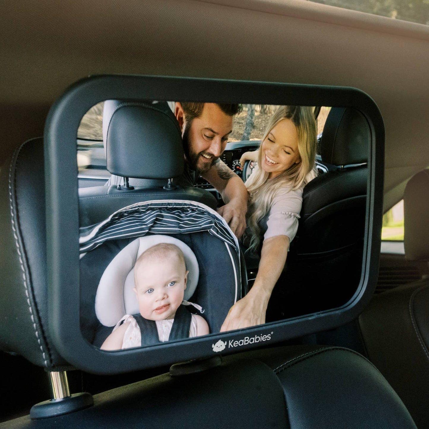 KeaBabies Baby Car Seat Mirror (Large, Matte Black)