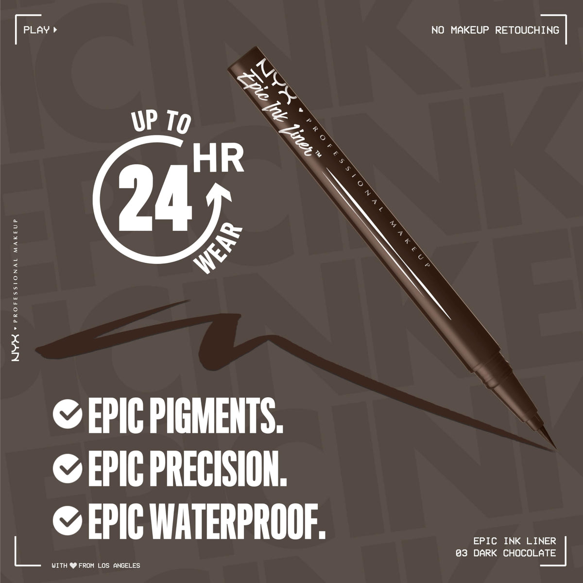 NYX PROFESSIONAL MAKEUP Epic Ink Eyeliner with Up To 24HR Wear, Black
