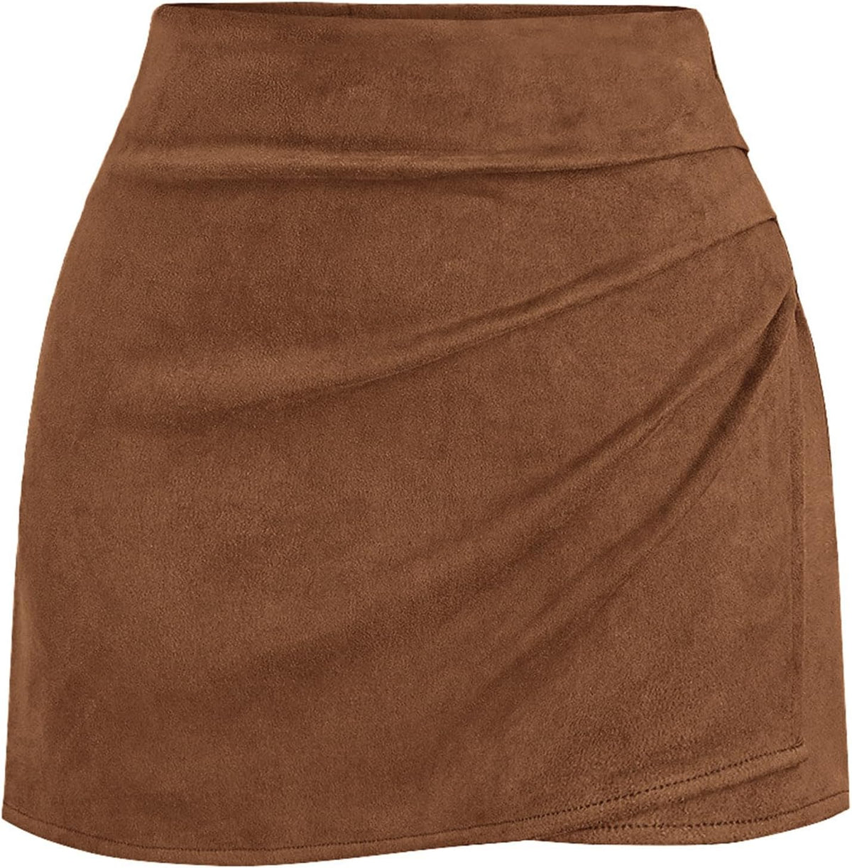 Women's Faux Suede Ruched Wrap Skorts Mini Skirts