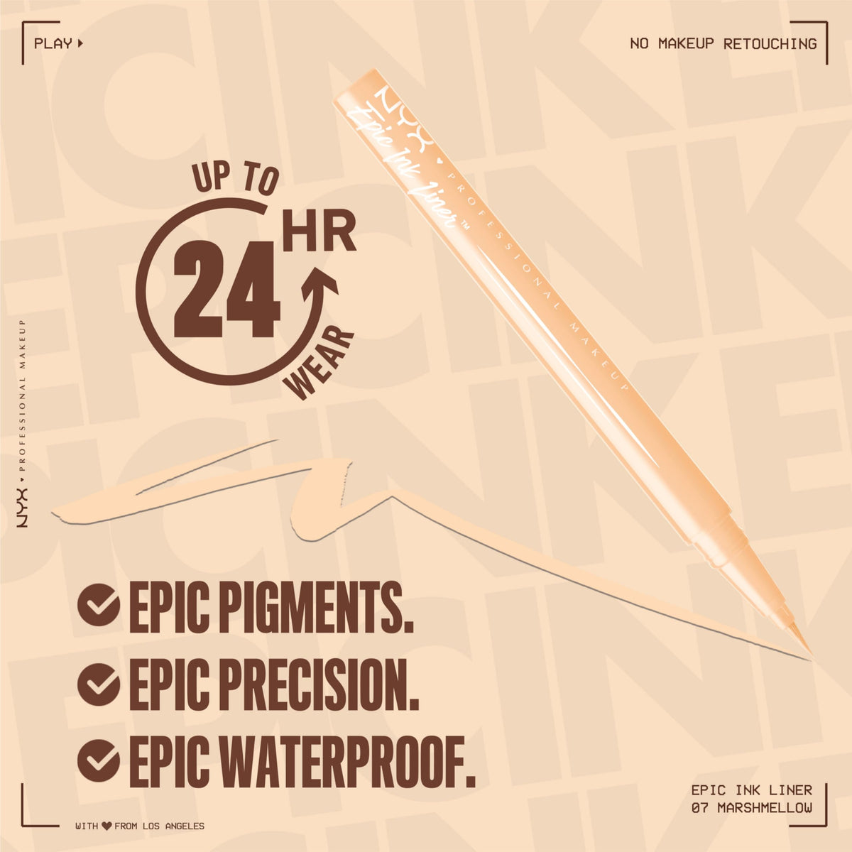 NYX PROFESSIONAL MAKEUP Epic Ink Eyeliner with Up To 24HR Wear, Black