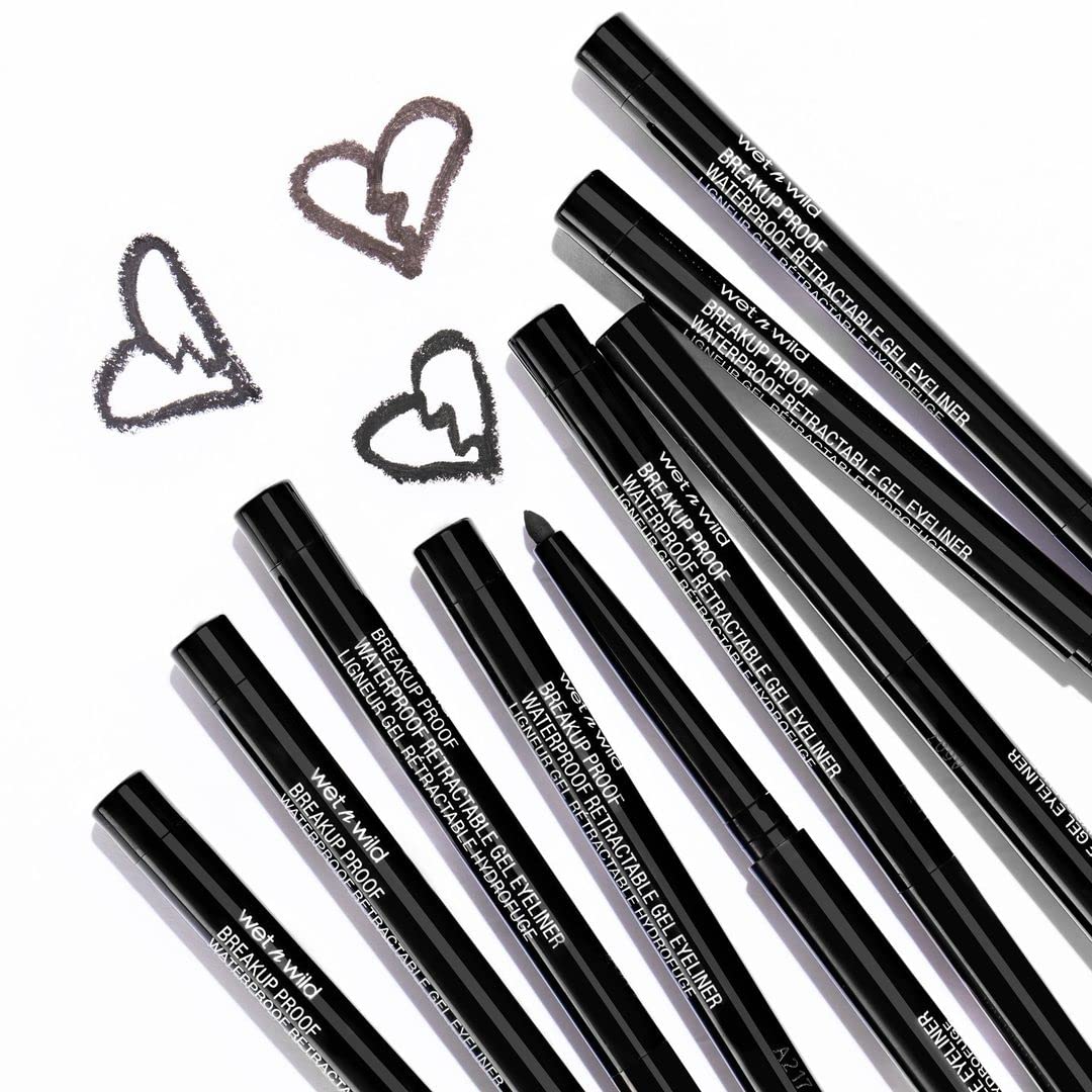 wet n wild Mega Last Breakup Proof Waterproof Retractable Gel Eyeliner - Ultra Pigmented 16-Hour Long Wear, Smudge Proof Satin Finish Formula, Cruelty-Free & Vegan - Charcoal