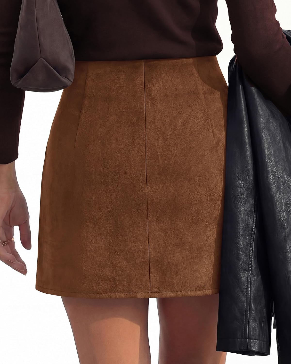Women's Faux Suede Ruched Wrap Skorts Mini Skirts
