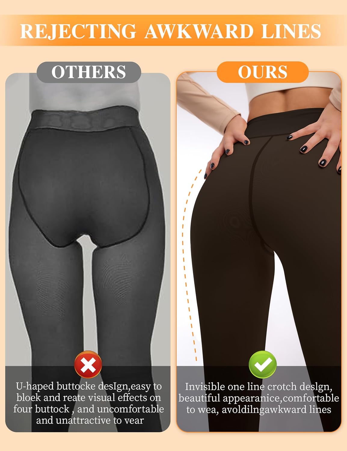 Women's Fleece-Lined Tights Fake Sheer-Look Warm Leggings