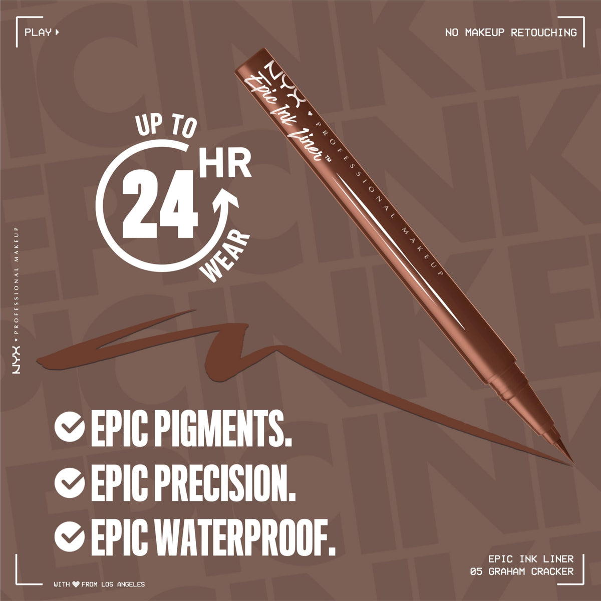 NYX PROFESSIONAL MAKEUP Epic Ink Eyeliner with Up To 24HR Wear, Black