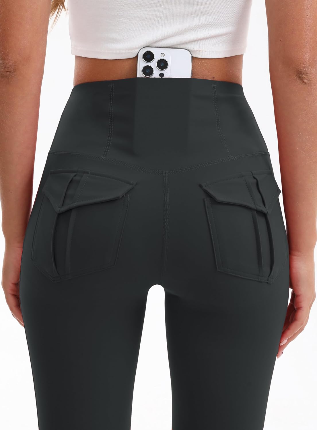 Women's Flare Leggings with Pockets High-Waisted Yoga Pants 3-Pack