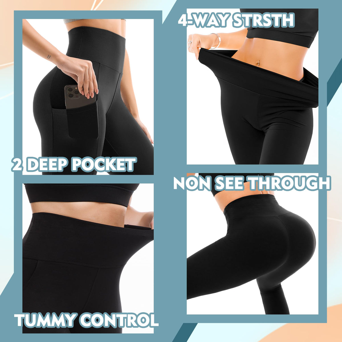 SINOPHANT High Waisted Leggings Women with Pockets