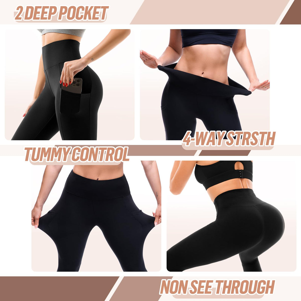 SINOPHANT High Waisted Leggings Women with Pockets