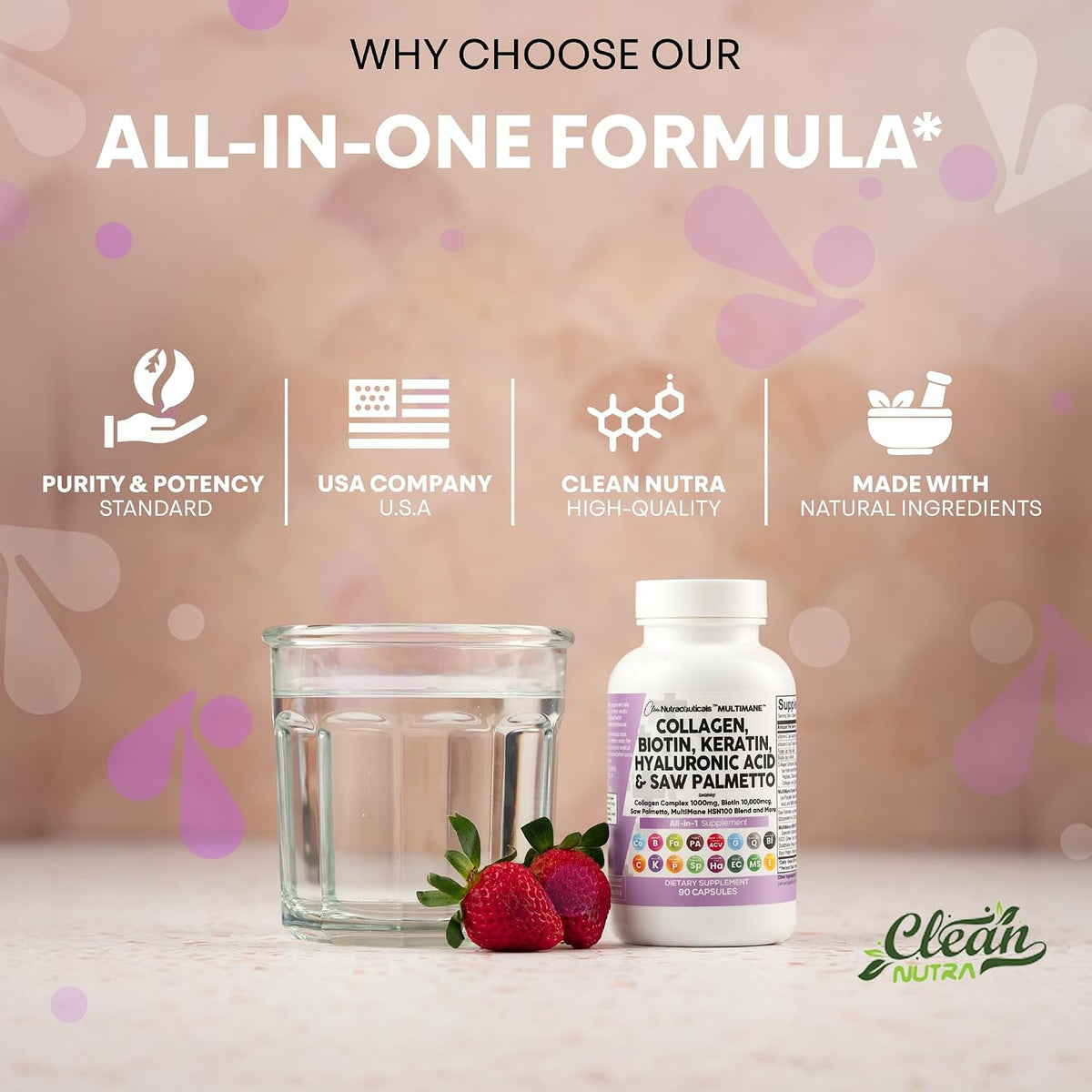 Clean Nutraceuticals MultiMane Collagen Pills with Biotin & Keratin