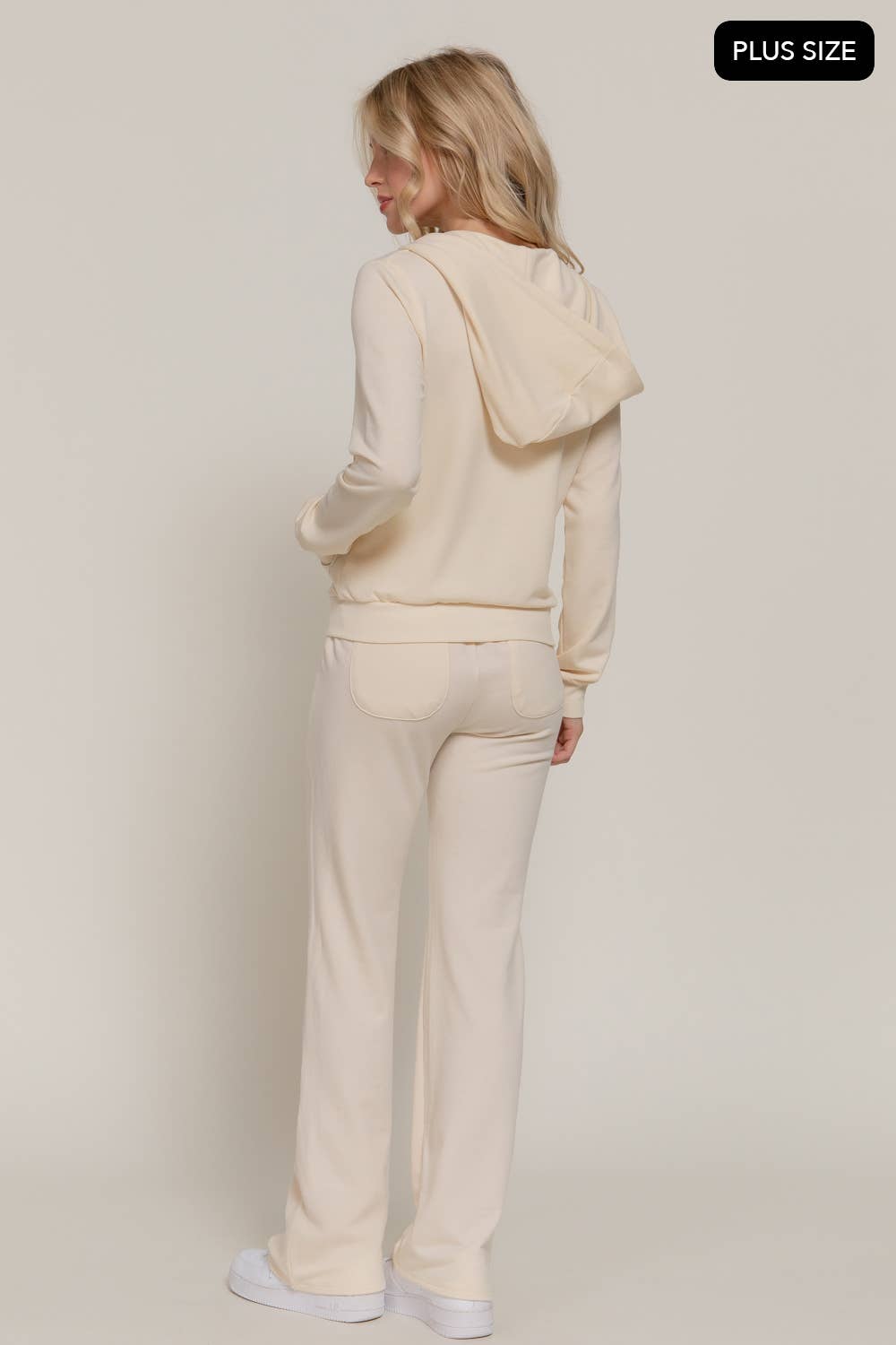[PLUS SIZE] Long Slv Hoodie Jacket & Pants Sweatsuit Set