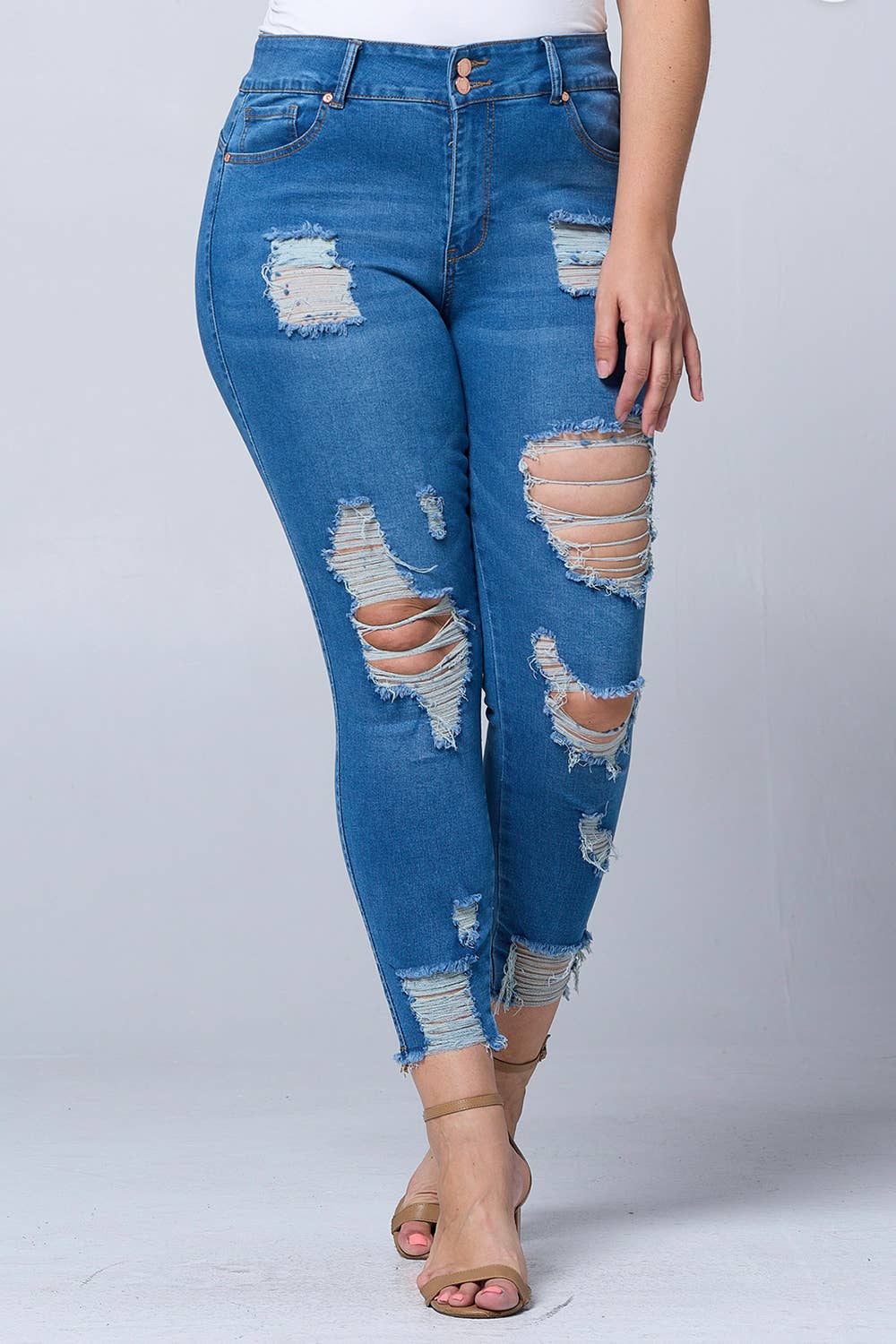 Plus size ribbed skinny jeans with Columbia hip lift pockets