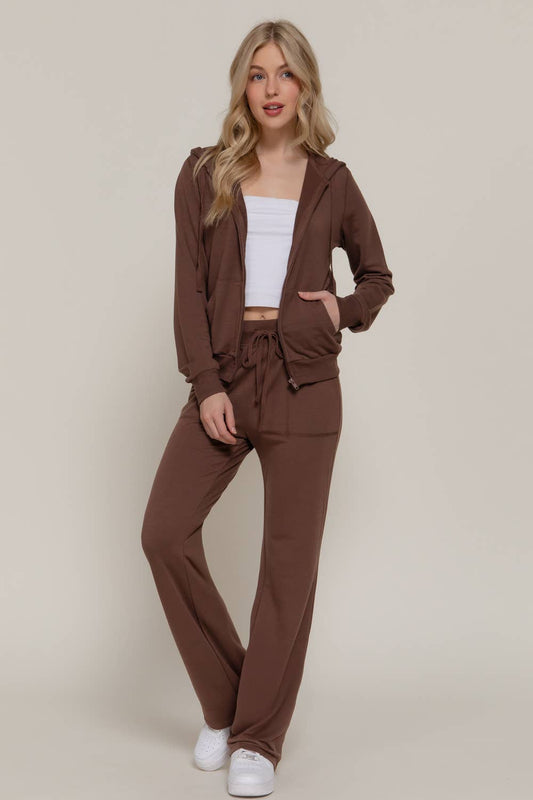 [PLUS SIZE] Long Slv Hoodie Jacket & Pants Sweatsuit Set