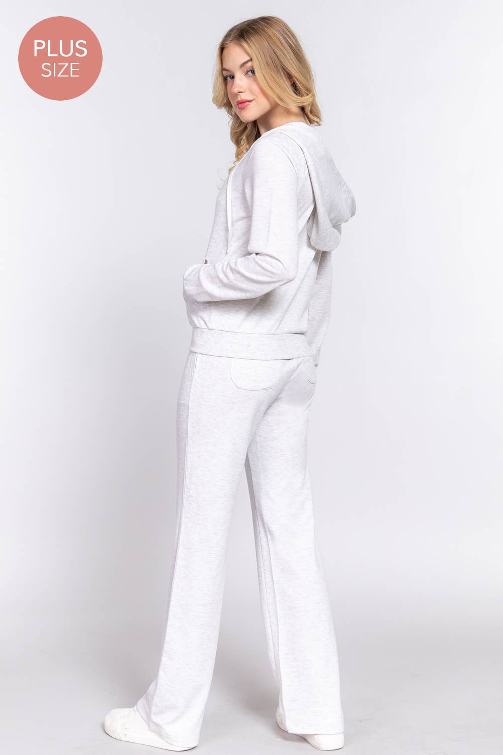 [PLUS SIZE] Long Slv Hoodie Jacket & Pants Sweatsuit Set
