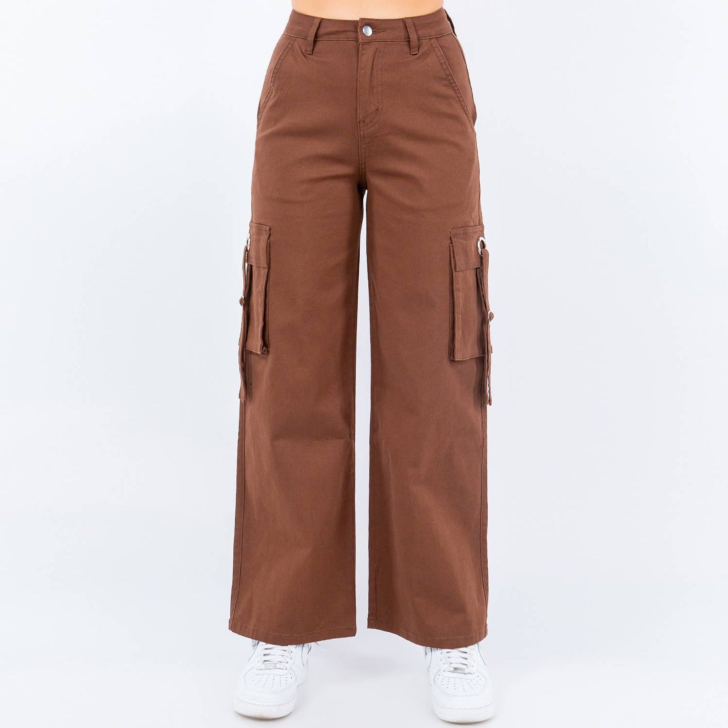 PLUS SIZE WIDE LEG CARGO POCKET PANTS-RJH20697P