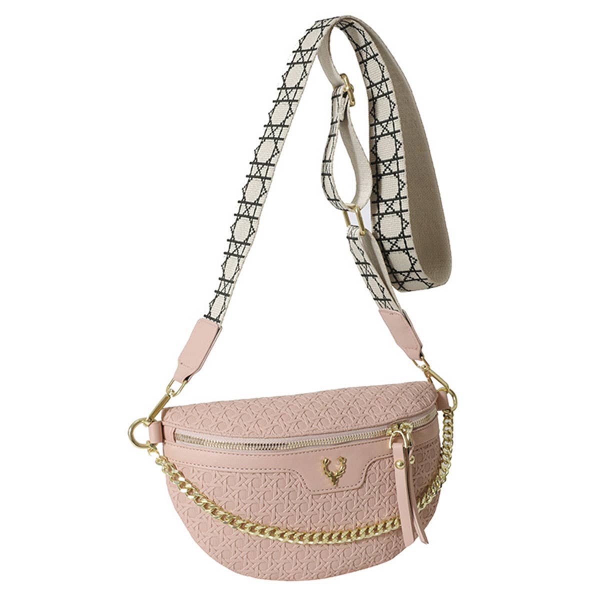 WOVEN FANNY PACK BELT BAG,CHAIN STRAP_CWAB0946