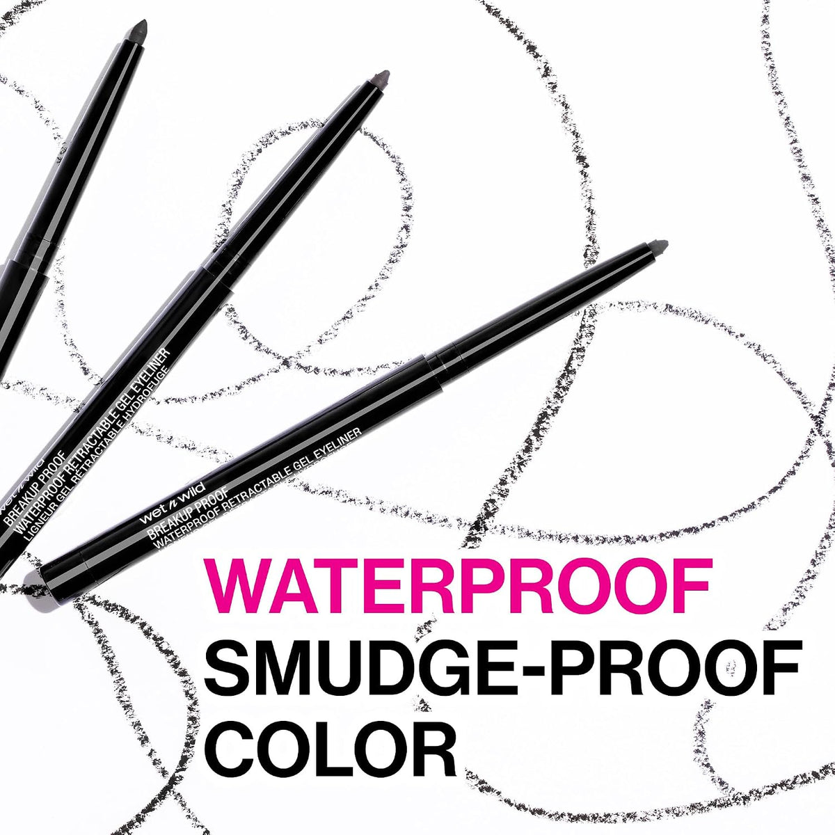 wet n wild Mega Last Breakup Proof Waterproof Retractable Gel Eyeliner - Ultra Pigmented 16-Hour Long Wear, Smudge Proof Satin Finish Formula, Cruelty-Free & Vegan - Charcoal