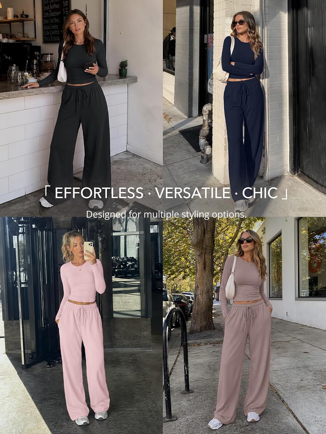 Women's 2-Piece Lounge Set Wide-Leg Pants