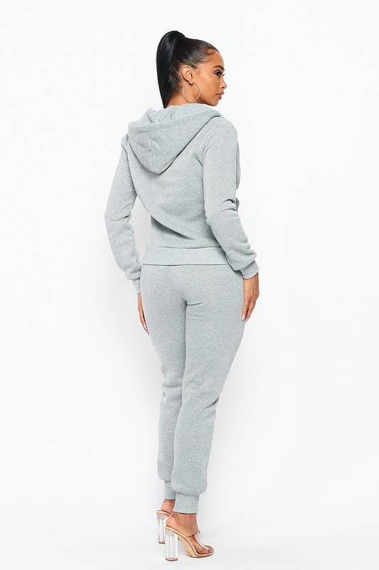 Fleece Lined Hoodie Jacket & Jogger Pants Set