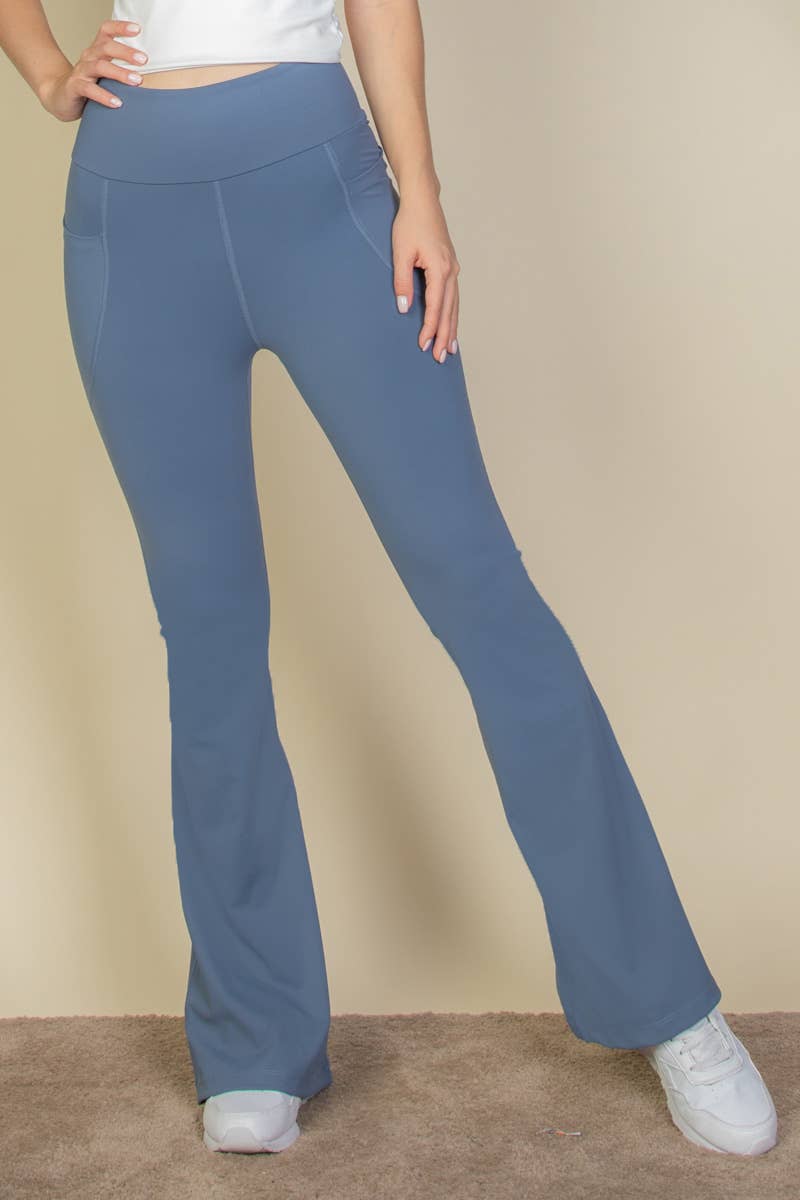 High Waist Side Pocket Flare Leggings