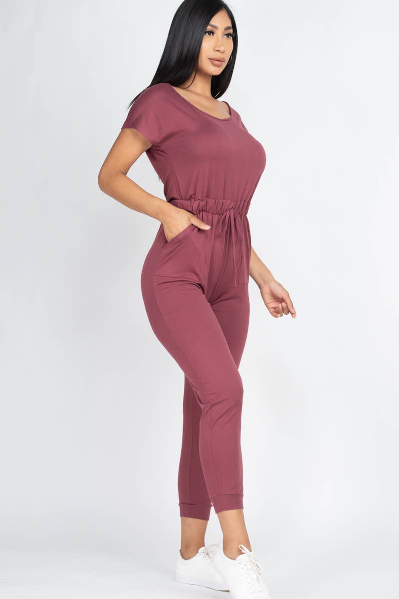 Two-way Shoulder Drawstring Jumpsuit