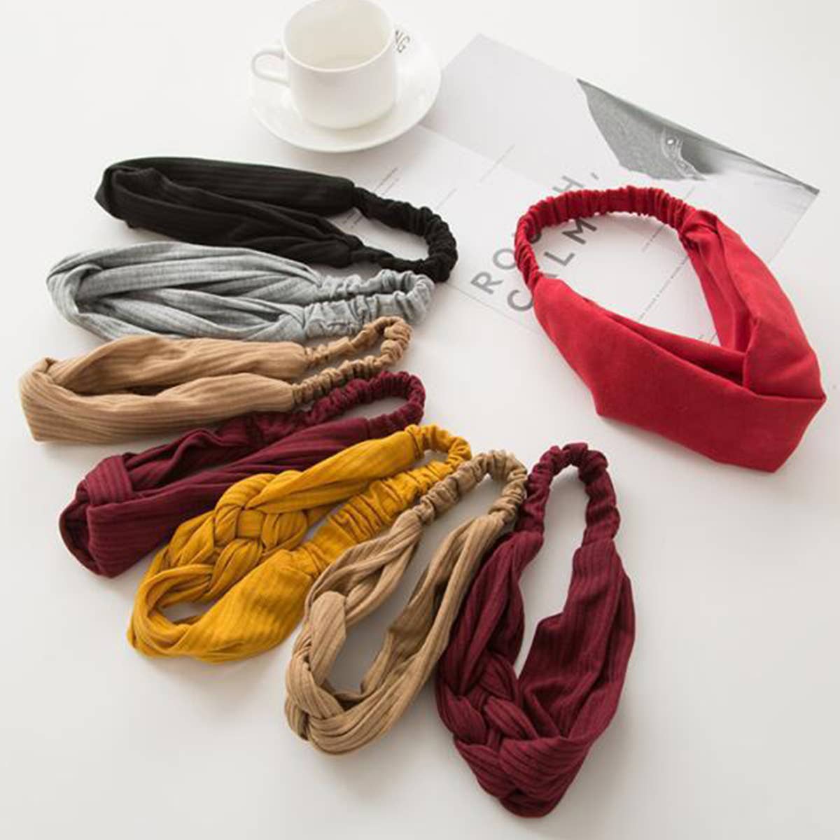 SOLID COLOR TWIST CROSS HEADBAND_CWMM0729