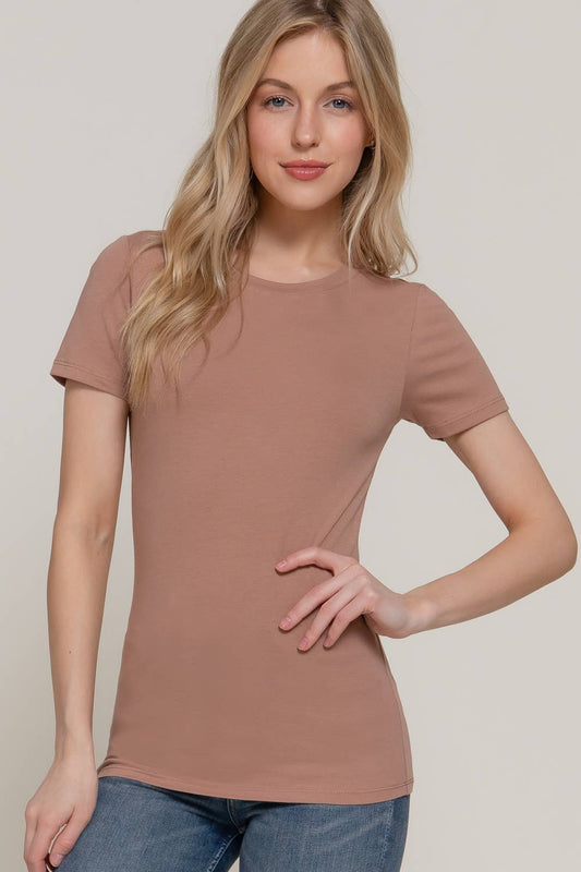 Short Sleeve Crew Neck Cotton Spandex Jersey Top