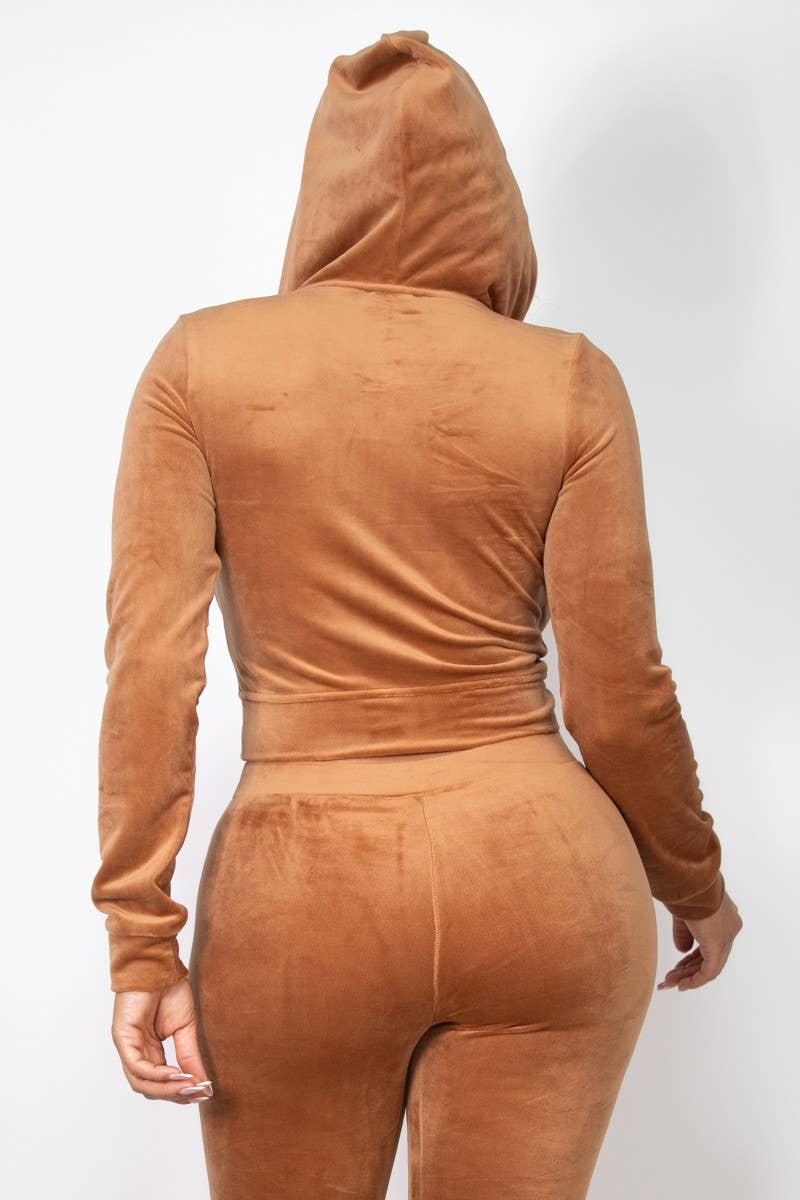 VELOUR ZIP UP HOODIE JACKET