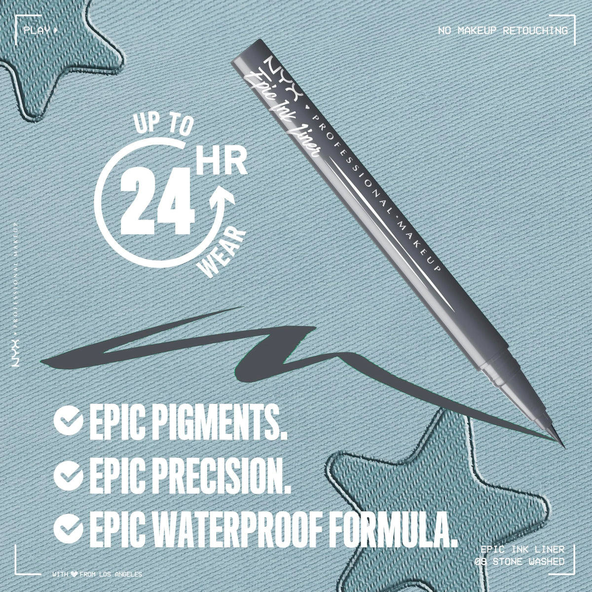 NYX PROFESSIONAL MAKEUP Epic Ink Eyeliner with Up To 24HR Wear, Black