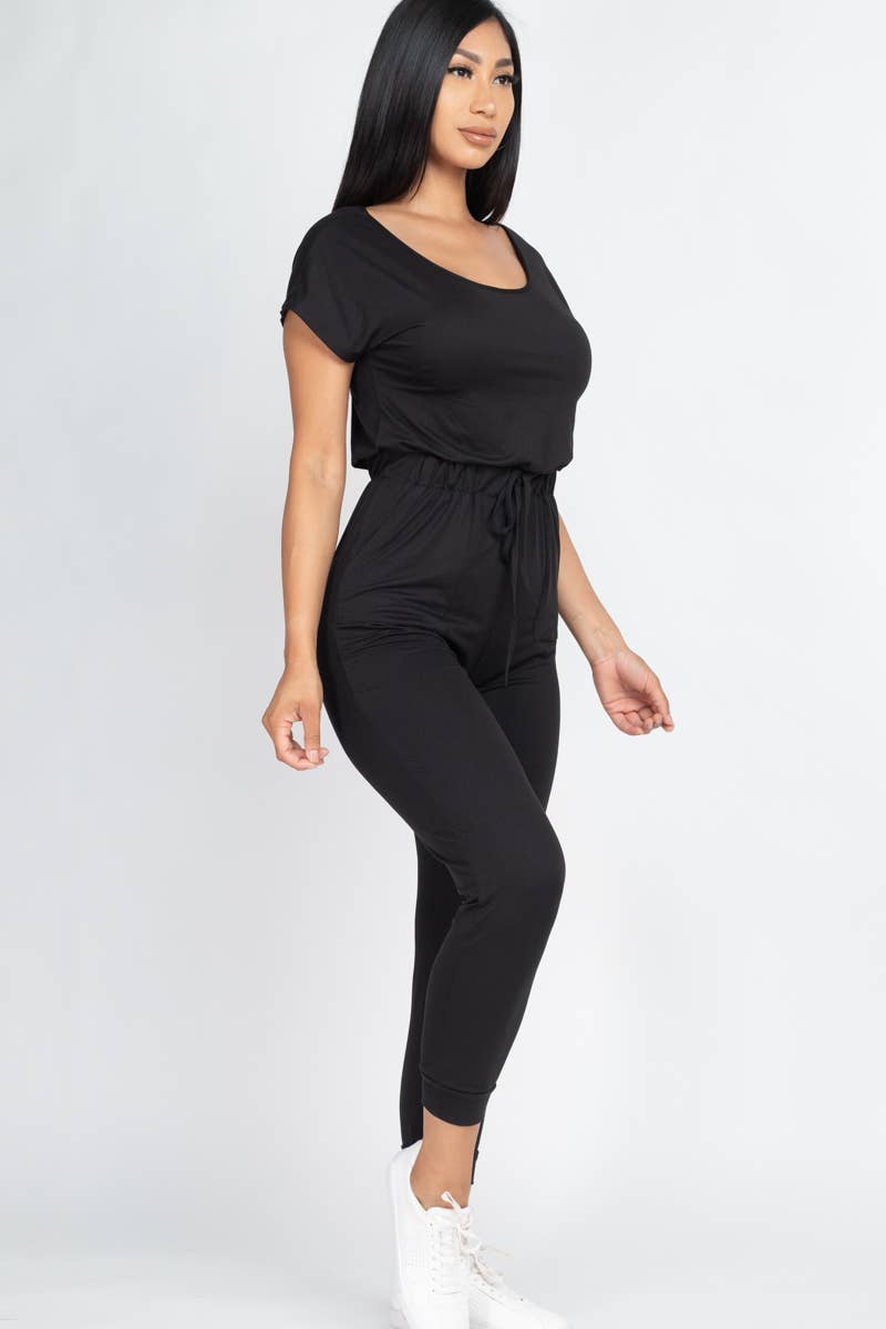 Two-way Shoulder Drawstring Jumpsuit