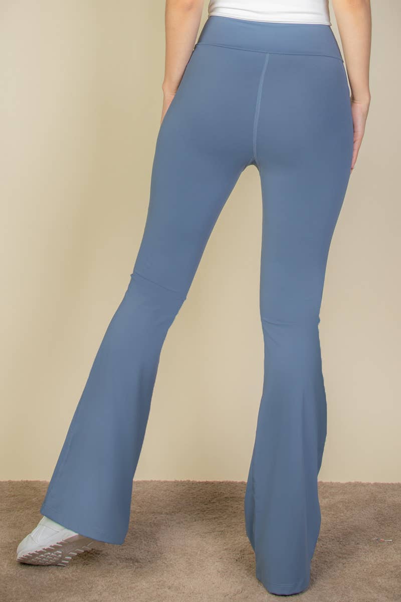 High Waist Side Pocket Flare Leggings