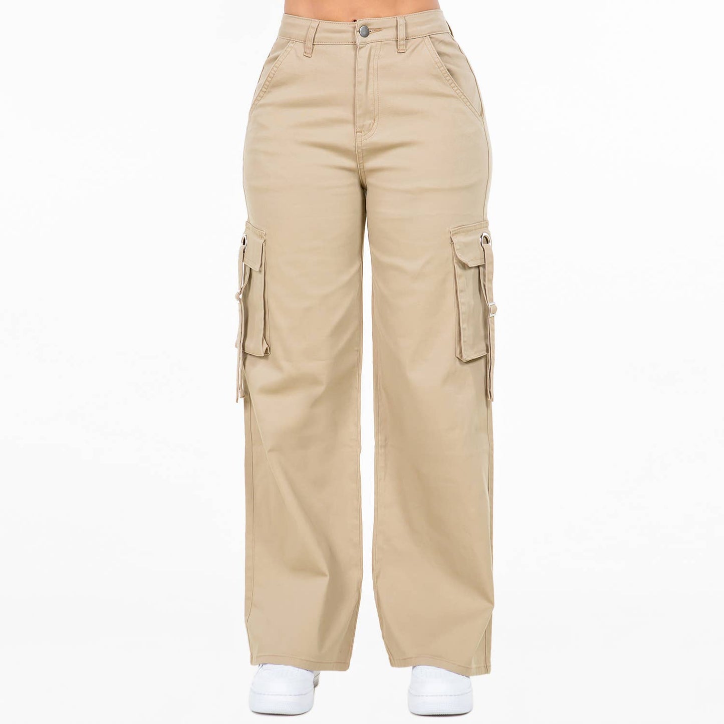 PLUS SIZE WIDE LEG CARGO POCKET PANTS-RJH20697P